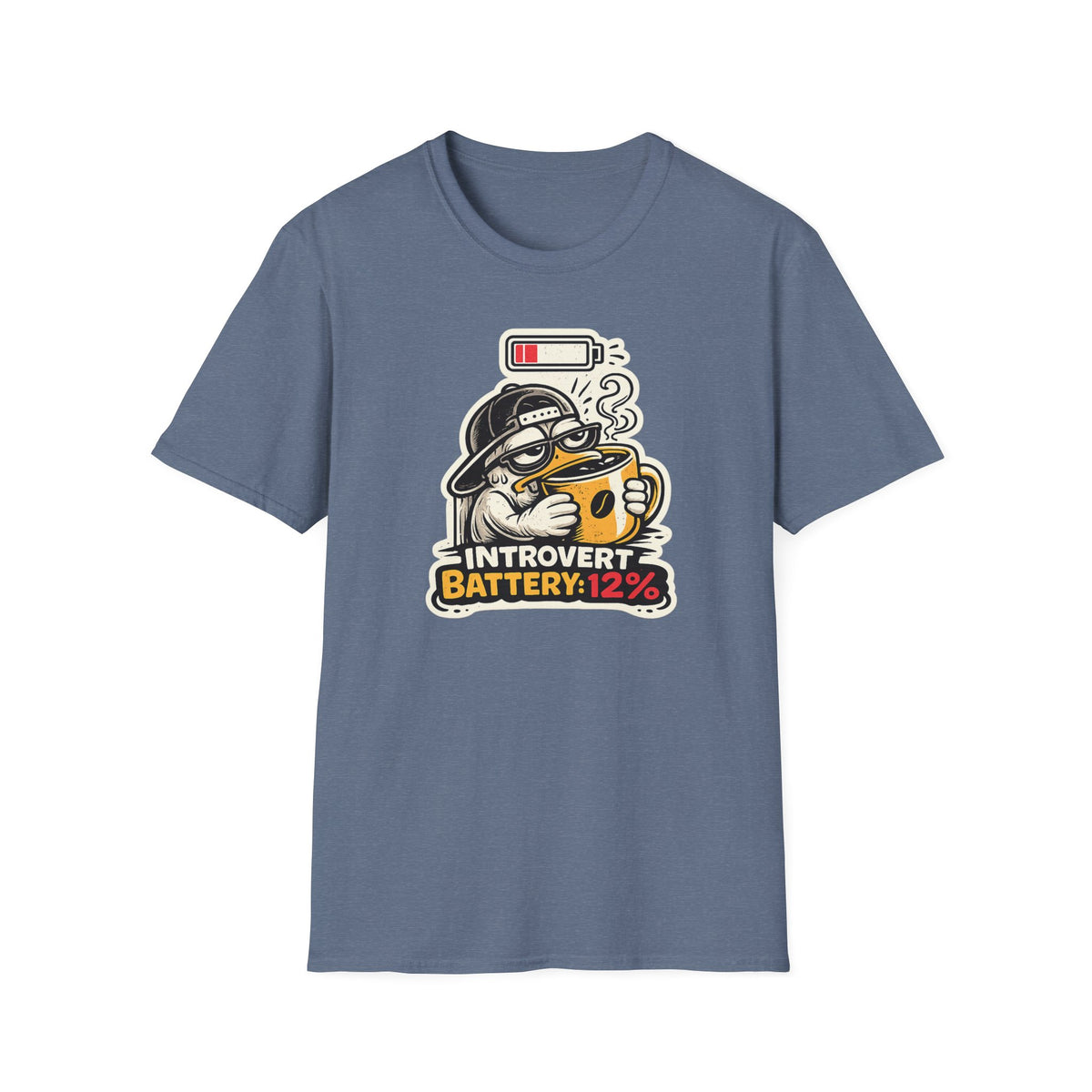 CREAVOLTS® Introvert Battery: 12% | Funny Introvert Coffee Graphic Tee