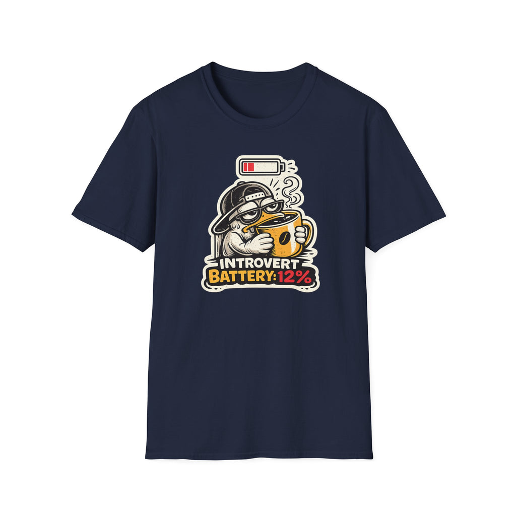 CREAVOLTS® Introvert Battery: 12% | Funny Introvert Coffee Graphic Tee