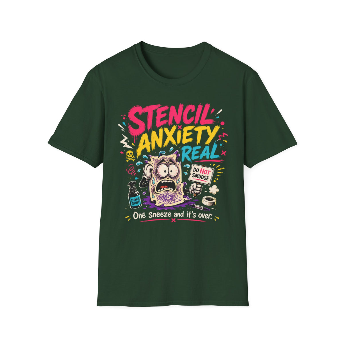 CREAVOLTS® Stencil Anxiety Is Real | Funny Tattoo Artist Graphic Tee